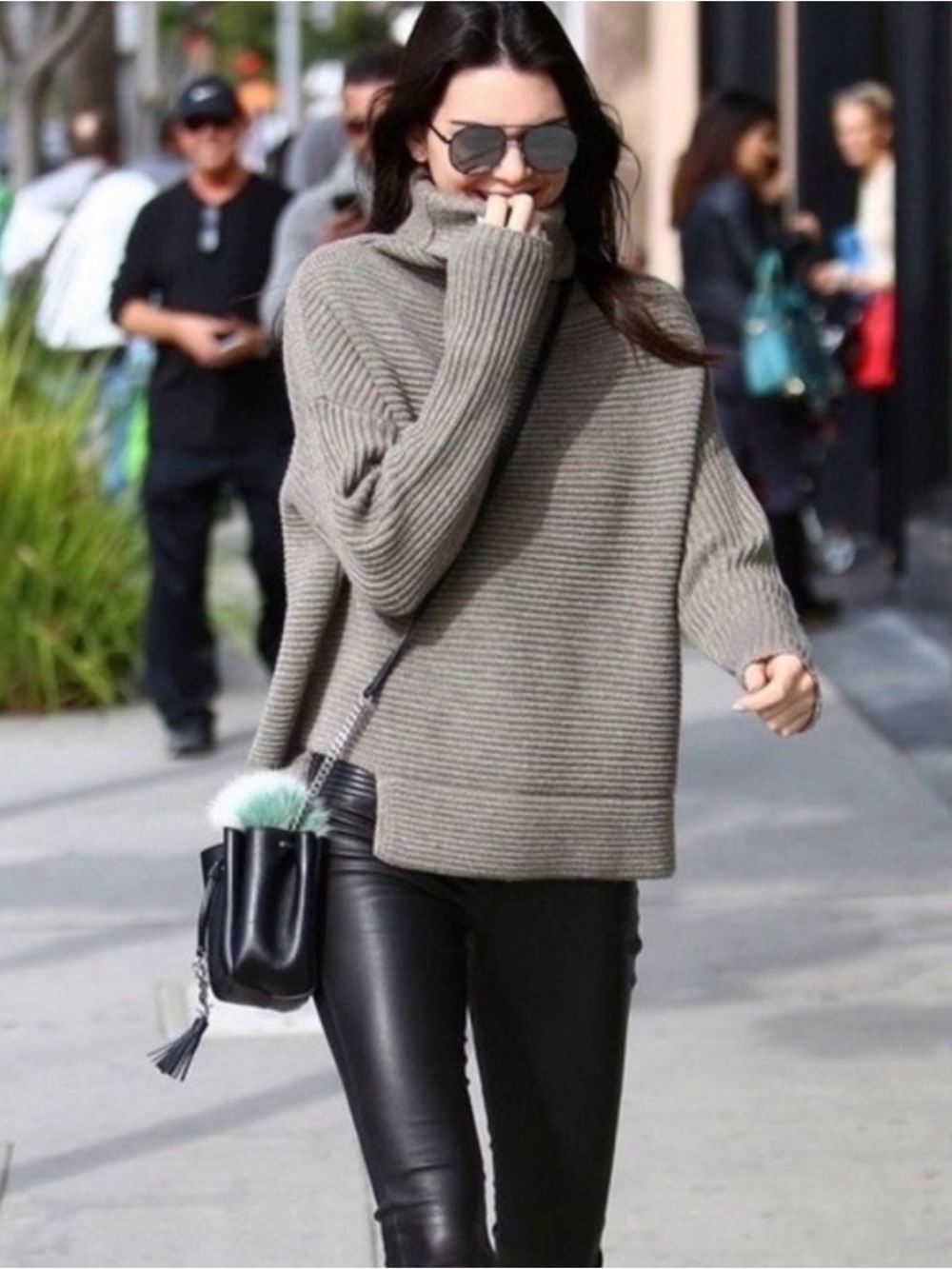 Babaton Mika Wool & Cashmere Blend Asymmetrical Sweater Tan M